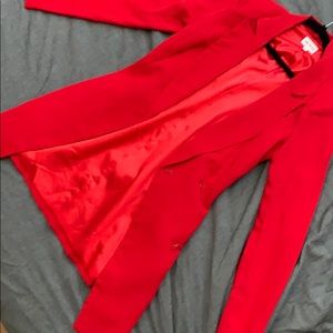 Belted Red Blazer Dress